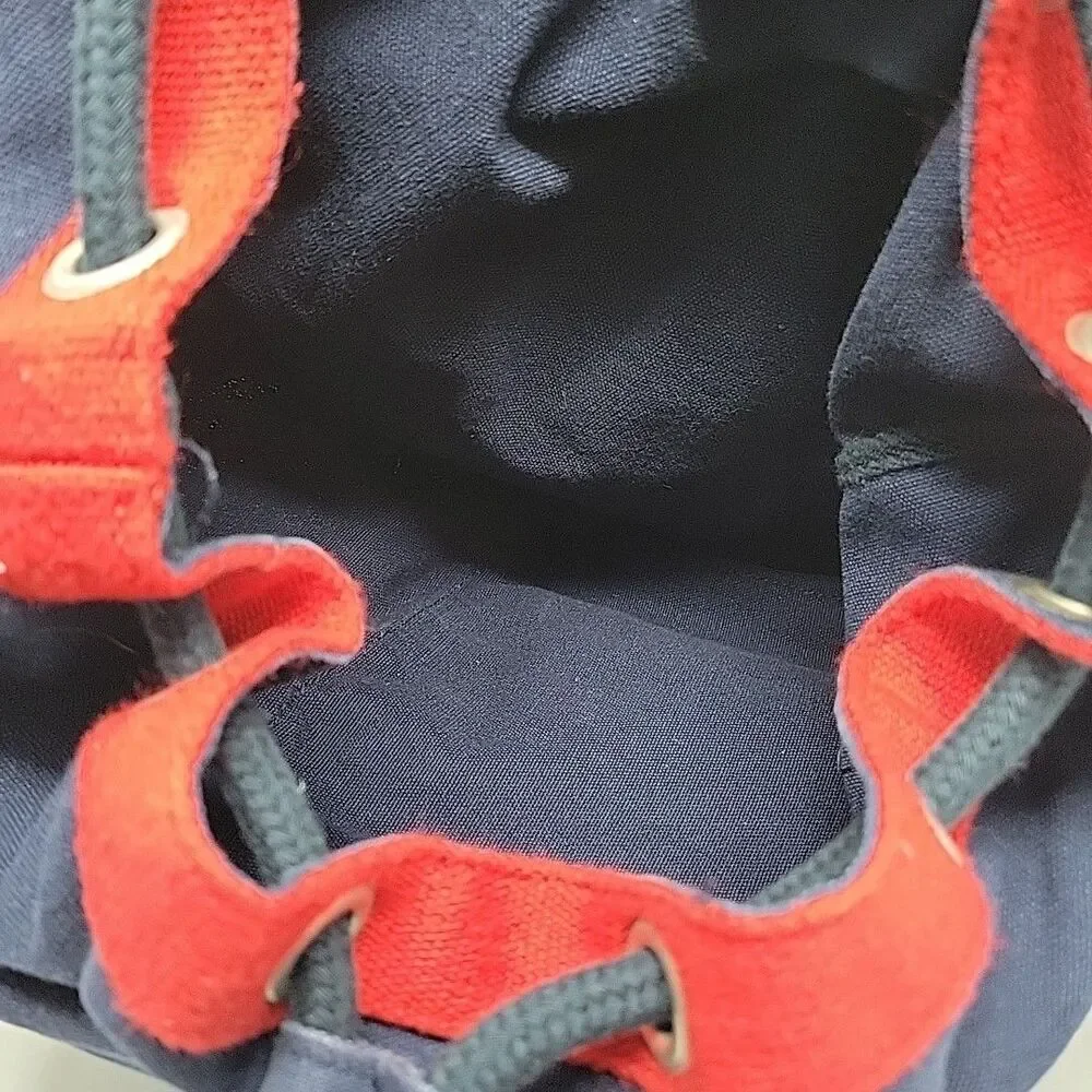 Vintage Tommy Hilfiger Canvas Backpack 1990s Nap Sack Tote Bag Big Flag Cotton - Picture 11 of 16